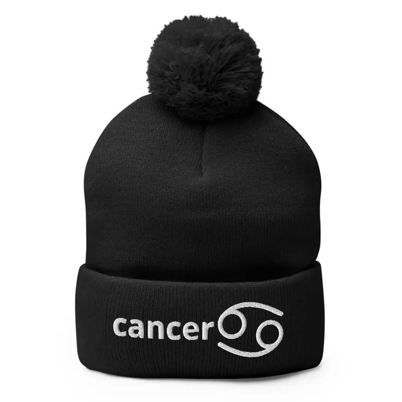 Cancer Embroidered Knit Hat